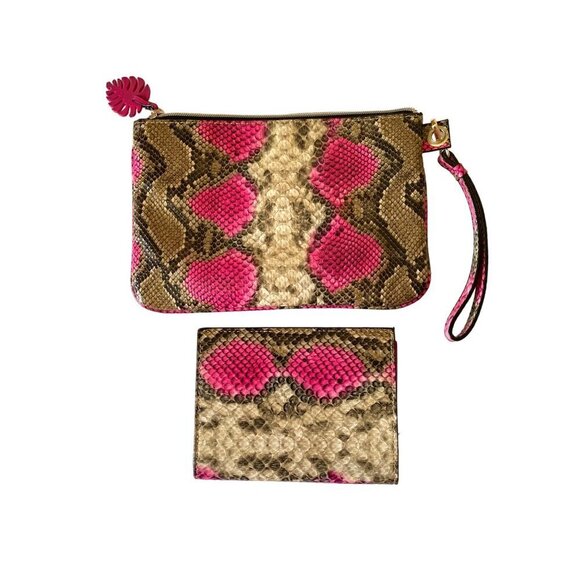 Pink Python Animal Print Victoria's Secret Tote, Wallet & wristlet  Handbag Set - Picture 6 of 11